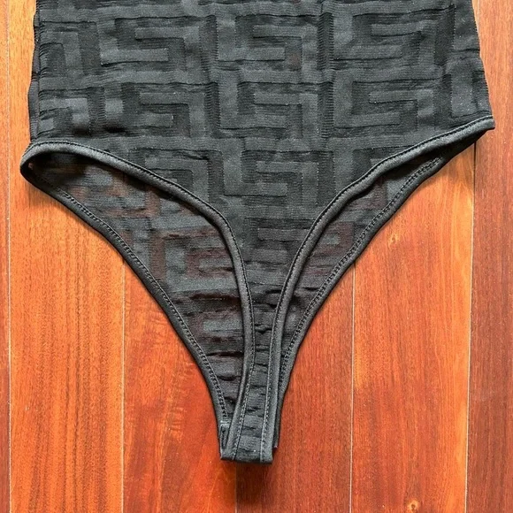 Fashion Nova Sheer Monogram Bodysuit - Picture 3 of 7